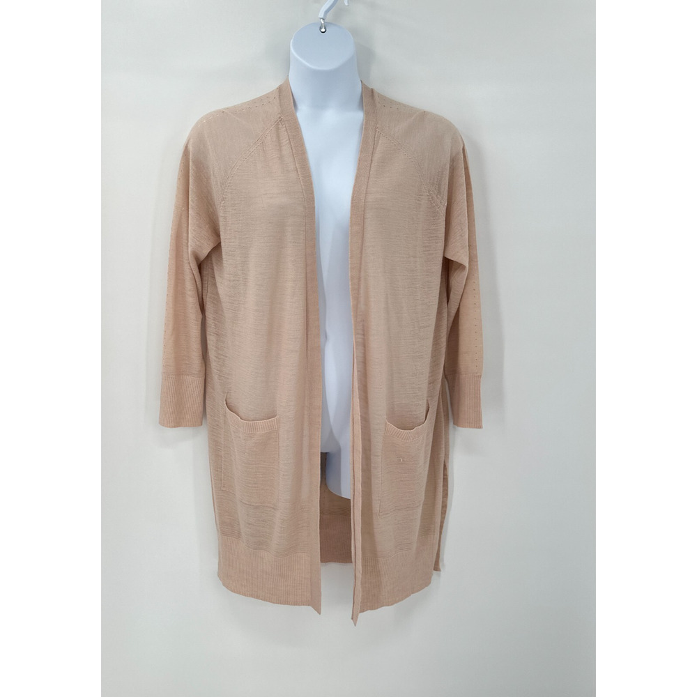 Boho Cardigan‎ Sweater Womens 16 Linen Blend Long Lightweight Blush Pink